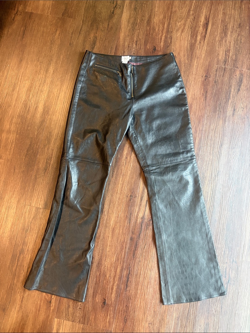 Calvin Klein Black Genuine Leather Flare Pant